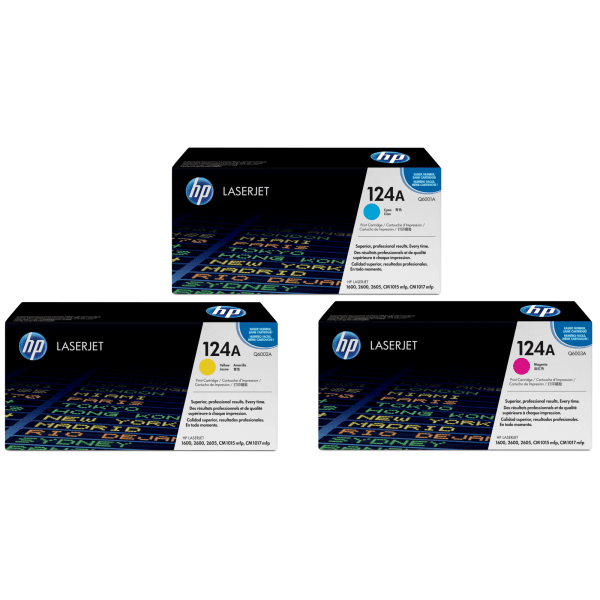 Original HP 124A (Q6001 / Q6003 / Q6002) Colour Toner Cartridge 3 Pack