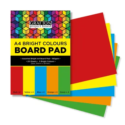 A4 Project Board Pad (20 Sheets) Brights Assorted