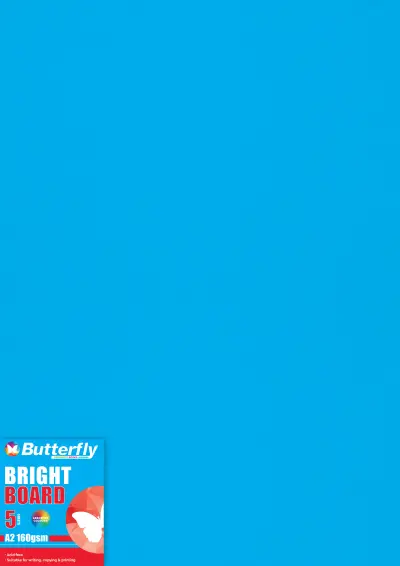 Butterfly Bright Board 160gsm A2 BRD450 (Pack 5) - Blue