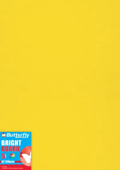 Butterfly Bright Board 160gsm A2 BRD450 (Pack 5) - Yellow