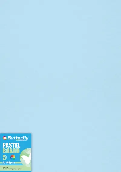 Butterfly Pastel Board 160gsm A2 BRD500 (Pack 5) - Blue