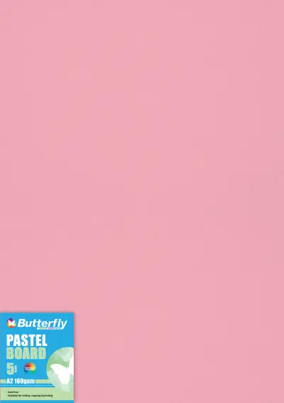 Butterfly Pastel Board 160gsm A2 BRD500 (Pack 5) - Pink