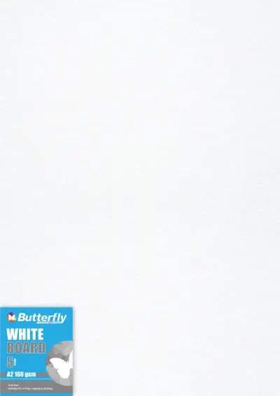 Butterfly Pastel Board 160gsm A2 BRD500 (Pack 5) - White